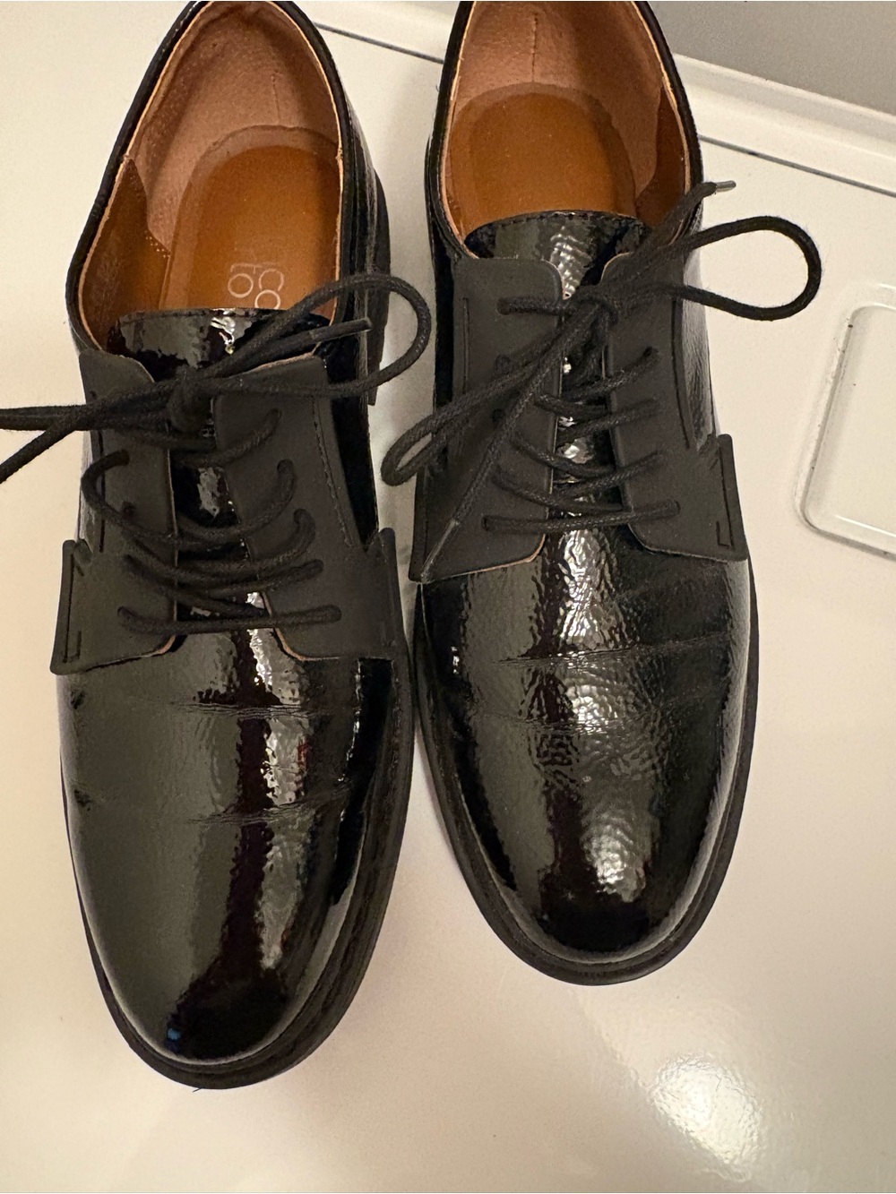 Franco Sarto Women’s Black Patent Leather Derby Oxfords